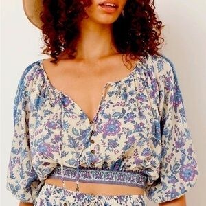 Joie Floral Peasant Crop Top